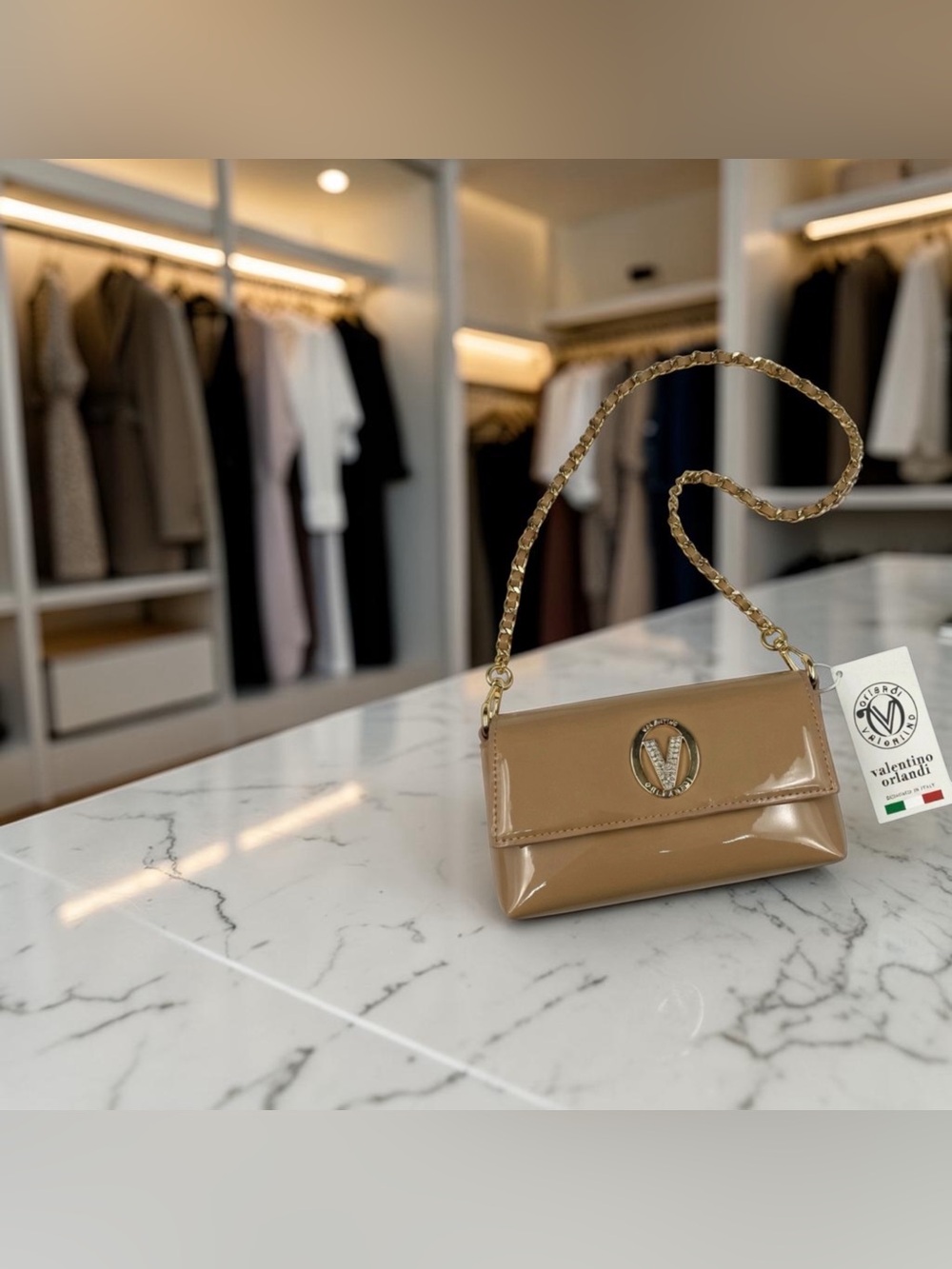 NEW Authentic Valentino Orlandi Taupe Crossbody Purse